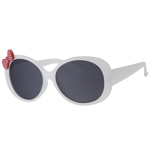 Meisjeszonnebril retrolook wit met rood strikje 5-8jr - 100% UV cat 3