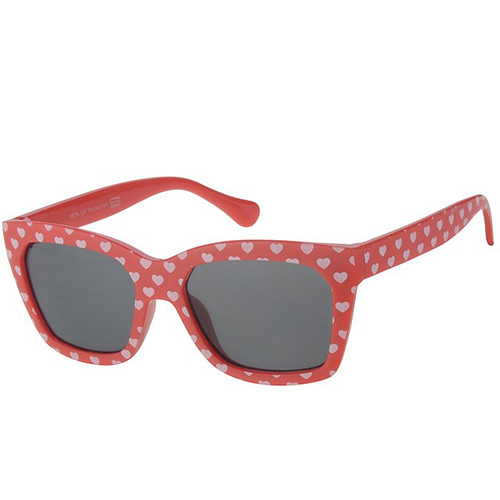Meisjeszonnebril Rood met roze hartjes 5-8jr - 100% UV cat 3