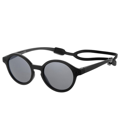 Kinderzonnebril Zwart met rubber hoofdband aan voet 10mnd-4jr - 100% UV cat 3