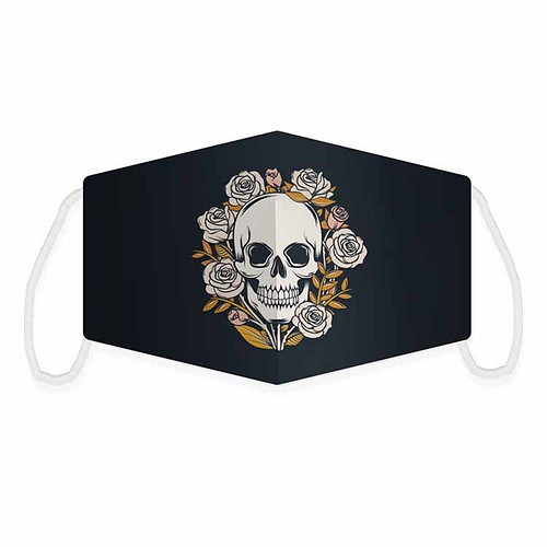 Mondkapje - Schedel en rozen