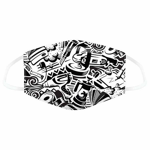  Mondkapje Graffiti zwart/wit 