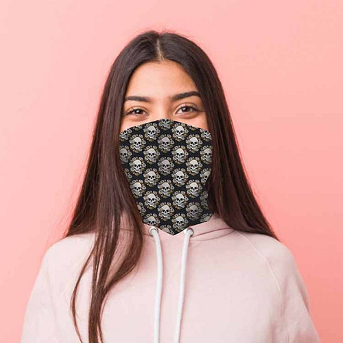 Gezichtsbedekking sjaal - Schedels en Rozen