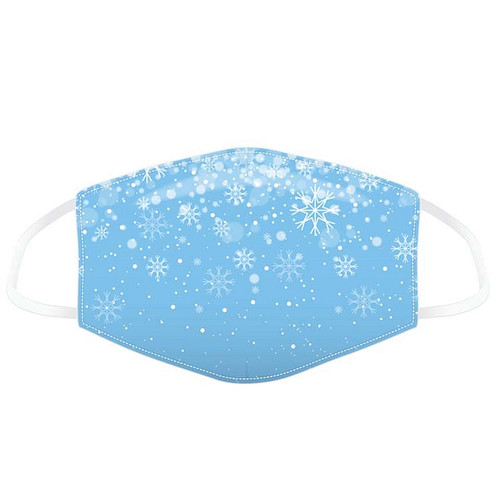 Mondkapje - Lichtblauw met sneeuwvlokken 