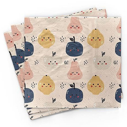 Servet - 33x33cm - Bamboe - Cute fruits