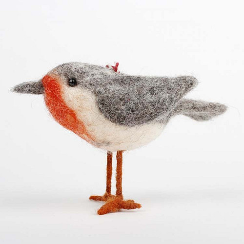 Vilten vogeltje roodborstje 10cm