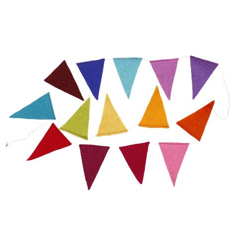 Vilten slinger vlaggen multicolor - 12cm  - 180cm lang