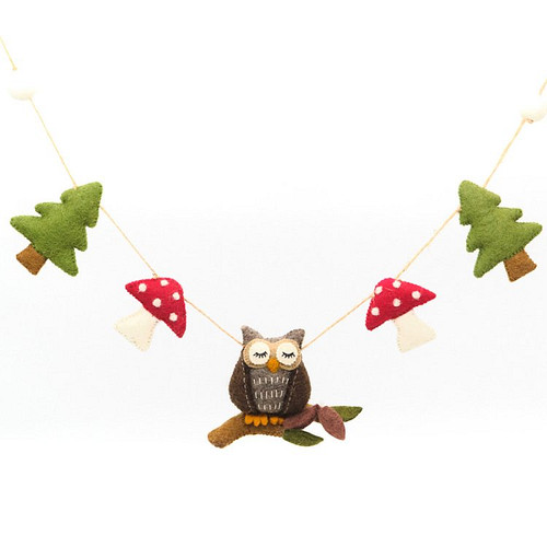 Vilten slinger - Uil in het bos - 75cm