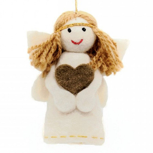 Vilten Hanger Kerst Engeltje met hart - 4x10cm