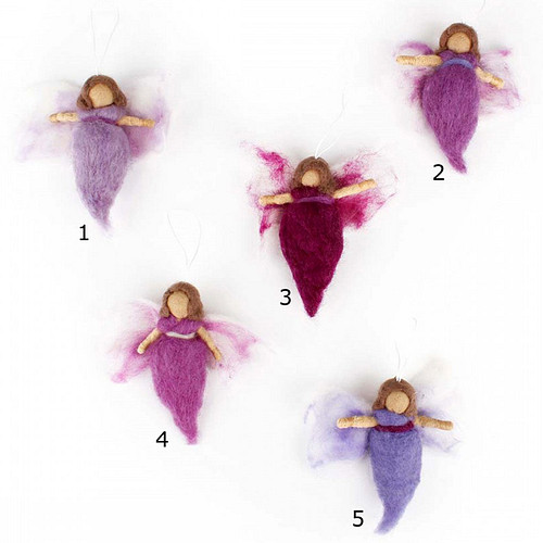 Vilten Hanger Engeltje in Paarse/Lila/Fuchsia Tinten - 11cm