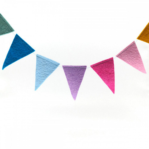 Viltslinger Vlaggetjes met Pasteltinten Groen/Blauw/Geel/Roze - 180cm