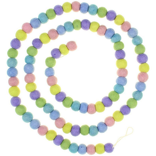 Viltslinger - Bolletjes Vilt Medium - 200cm - Volle Pasteltinten - Fairtrade Homedeco 