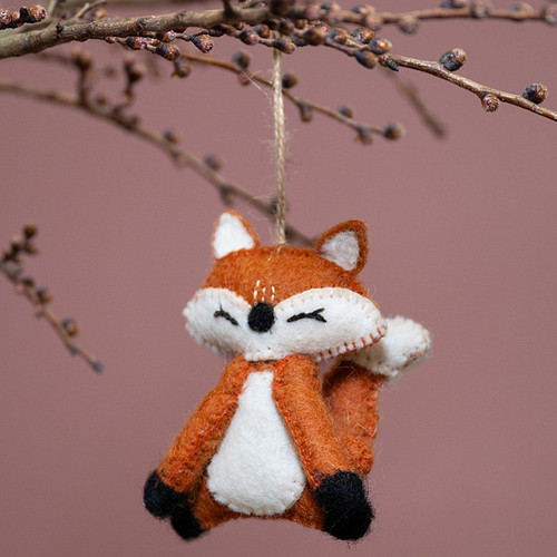 Vilt Hanger Vos - Oranjebruin/Wit - Bosthema - 10cm - Fairtrade Homedeco