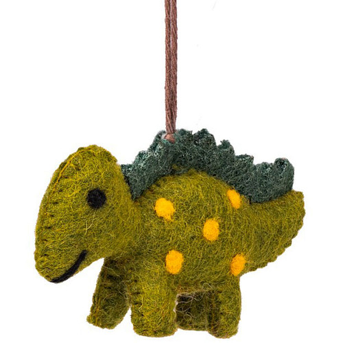 Hanger Wolvilt - Stegosaurus Dinosaurus - Groen/Geel - Handmade&Fairmade - 11x6cm