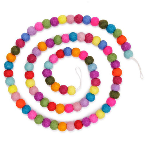 Viltslinger Wolvilt - Bolletjes Multicolor - Handmade&Fairtrade - Homedeco - 200cm