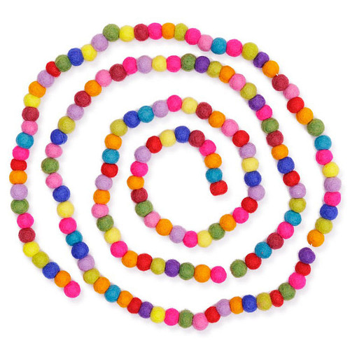 Viltslinger Wolvilt - Bolletjes Small Multicolor - Handmade&Fairtrade - Homedeco - 200cm