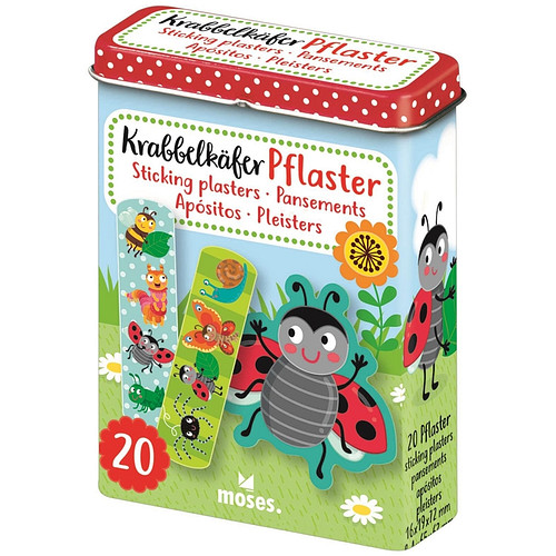 Blikje pleisters met schattige insecten