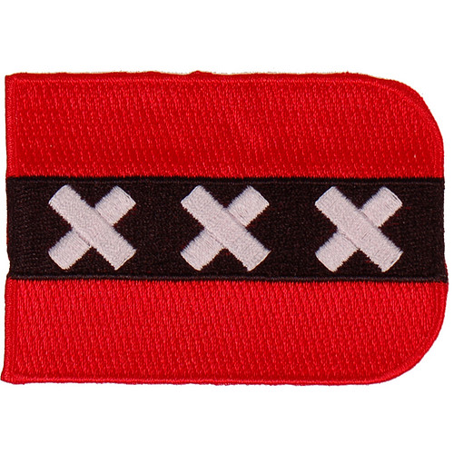Strijkapplicatie/Patch - Vlag Schildvorm Amsterdam - 8x6cm 