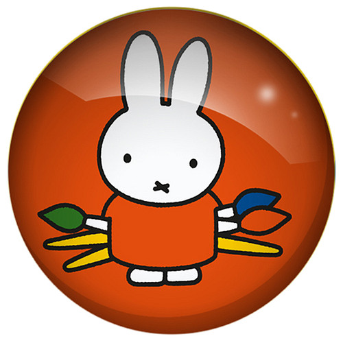 Magneet Glas - Nijntje Artiest Pencelen - Oranje - 4cm