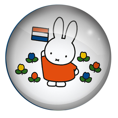 Koelkastmagneet - Glasmagneet Nijntje - Rond Wit Tulpen Rood&Geel&Blauw - 3cm