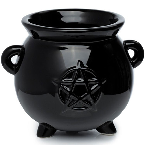Bloempot Heksenketel Pentagram Zwart voor Binnen - Keramiek - 11x13cm