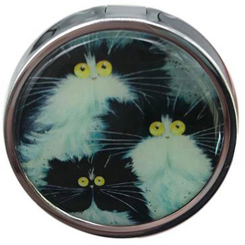 Pillendoosje Kim Haskins katten - zwart/witte katten - 5x2cm