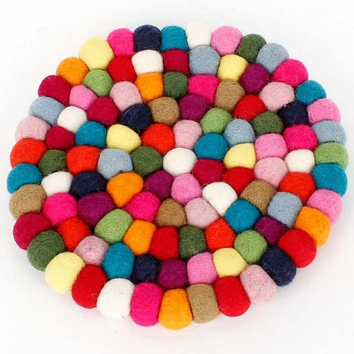 Vilten onderzetter rond multicolor - 20cm