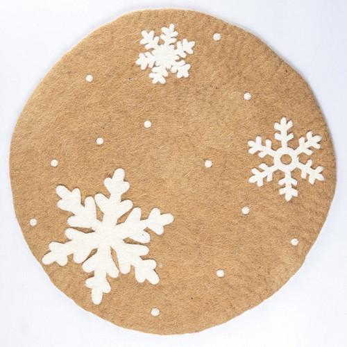 Onderzetter Vilt Winter Gingerbread - Beige/Wit - 35 cm - Fairtrade 