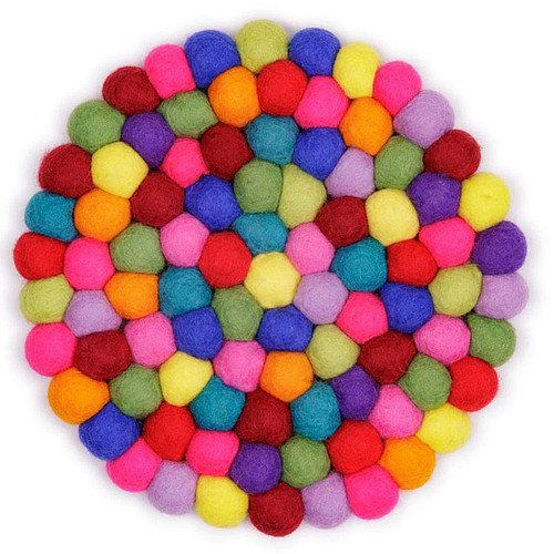 Onderzetter Woltvilt - Multicolor Rond - Handmade&Fairmade - 20cm