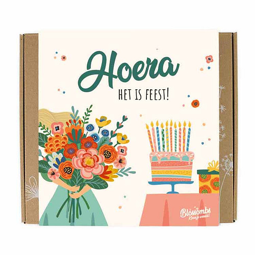 Blossombs Giftbox Medium - Hoera het is feest - 9x Bloemzaadbommetjes - 100% Biologisch