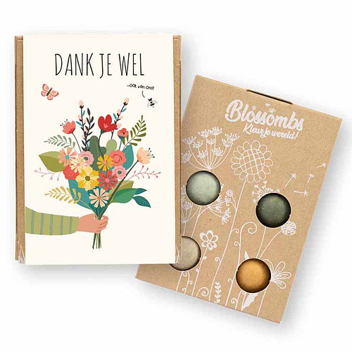 Blossombs Giftbox Mini - Dank je wel - 4x Bloemzaadbommetjes - 100% Biologisch