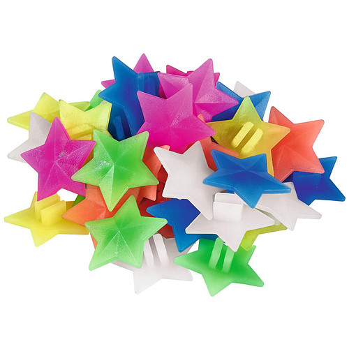 Spaakdecoratie Gekleurde Sterretjes - Glow in the Dark - 36 stuks 