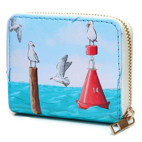 Portemonnee Zeemeeuwen op meerpalen - 11x8,5cm