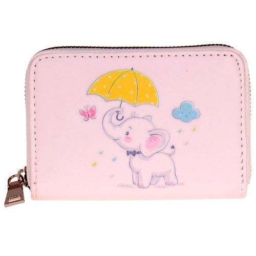 Leuke witte portemonnee met olifantje en paraplu - 14x10cm