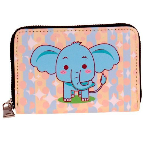 Portemonnee geel/blauw met blauwe olifant - 14x10cm