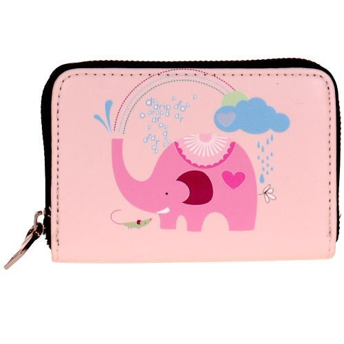 Wit portemonneetje met lieve roze olifant - 14x10cm