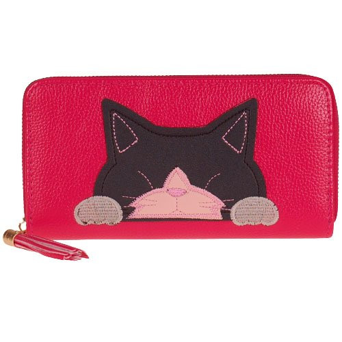 Portemonnee fuchsia met poesje - 20x11cm