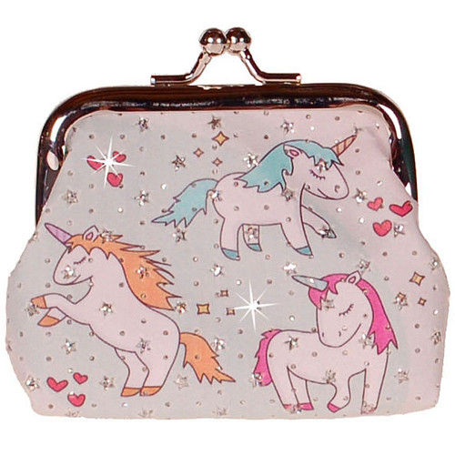 Knipportemonnee groen met eenhoorns