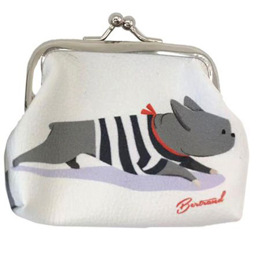 Knip Portemonnee Hond Bertrand Franse Bulldog met Franse Kiel- Barks - Zilverkleurige Knipbeugel - 8x9x1,5cm