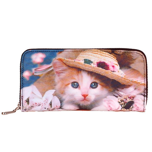Portemonnee groot poesje met hoedje