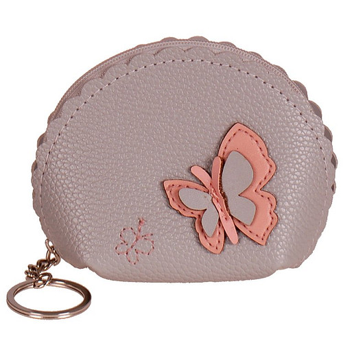 Portemonneetje rits met Vlinder grijs - 12x10cm