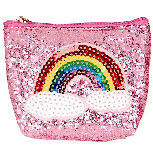  Kleine portemonnee glitters roze regenboog