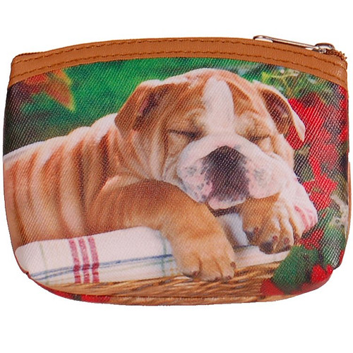 Kleine portemonnee met hond in mand - 11x9cm