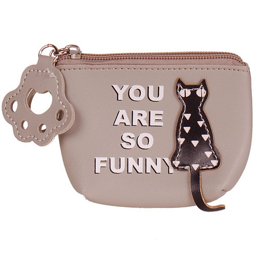 Portemonneetje rits Zwarte Poes Grijs - You are so Funny - 11x9cm