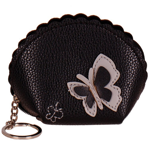 Portemonneetje rits met Vlinder zwart - 12x10cm