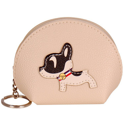 Portemonneetje rits met Hondje beige - 12x10cm