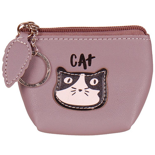 Portemonneetje rits met Poezenhoofd/Cat Taupe/Grijs - 11x8cm