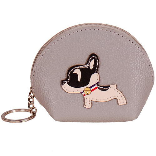 Portemonneetje rits met Hondje grijs - 12x10cm