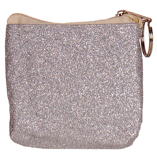 Portemonneetje rits glitters zilver - 9x10cm