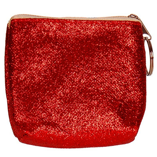 Portemonneetje rits glitters rood - 9x10cm