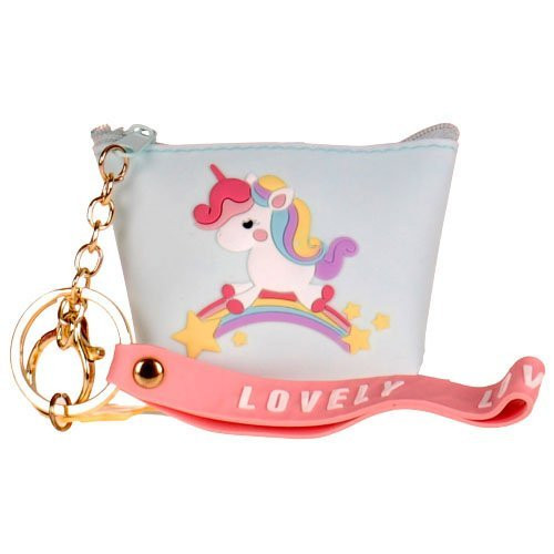 Kleine portemonneetje van zacht pvc met bandje - magische eenhoorn lichtgroen - 10x9cm